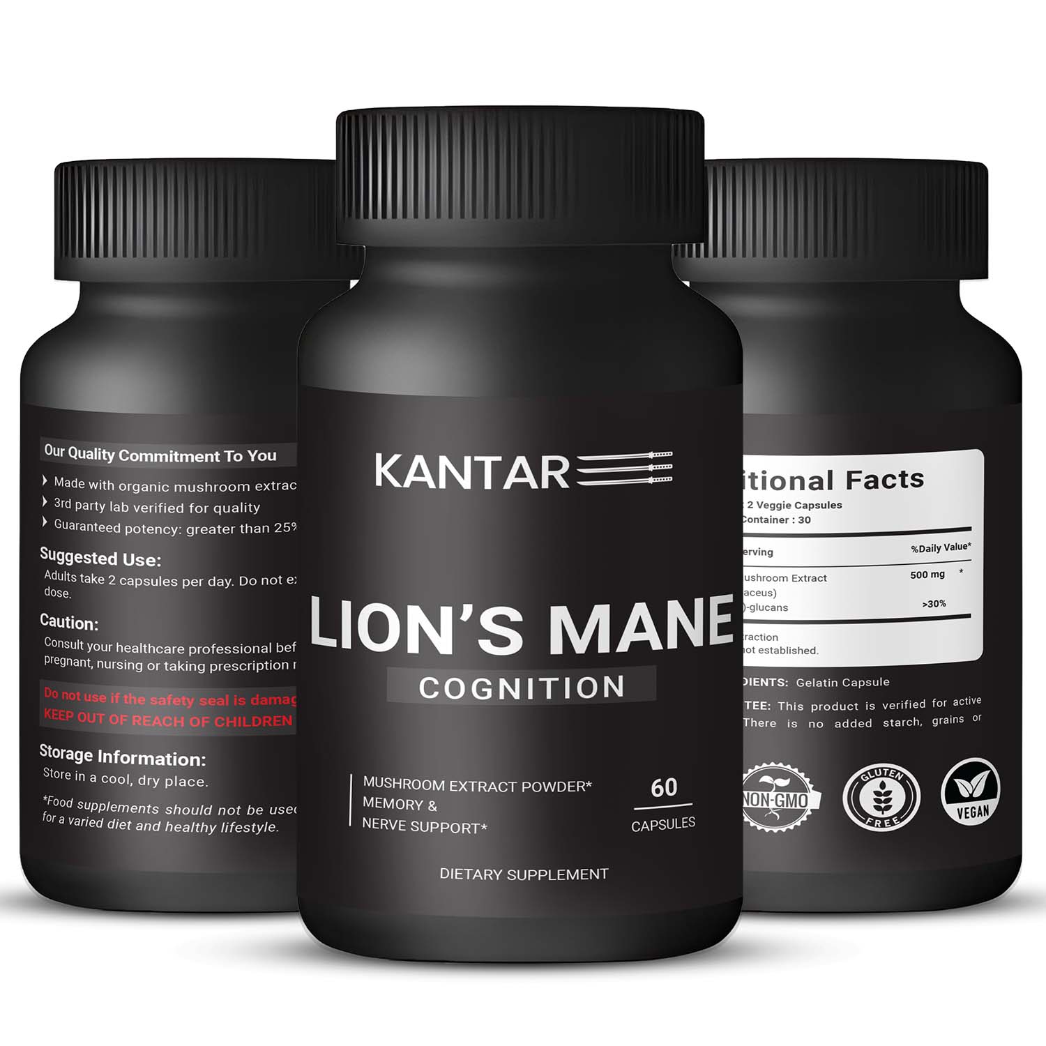 Lion's Mane Cognition: Mushroom Extract 500mg - 60 Capsules