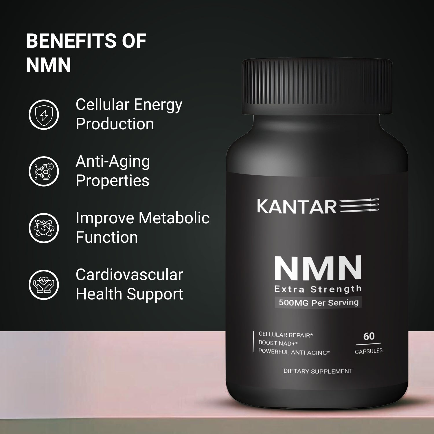 NMN - Nicotinamide Mononucleotide 500mg - 60 Capsules