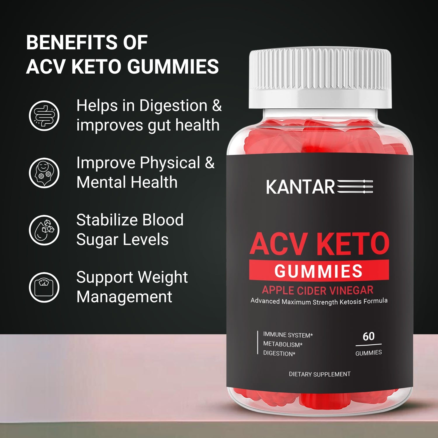 ACV Keto Gummies: Apple Cider Vinegar Gummies - 60 Gummies