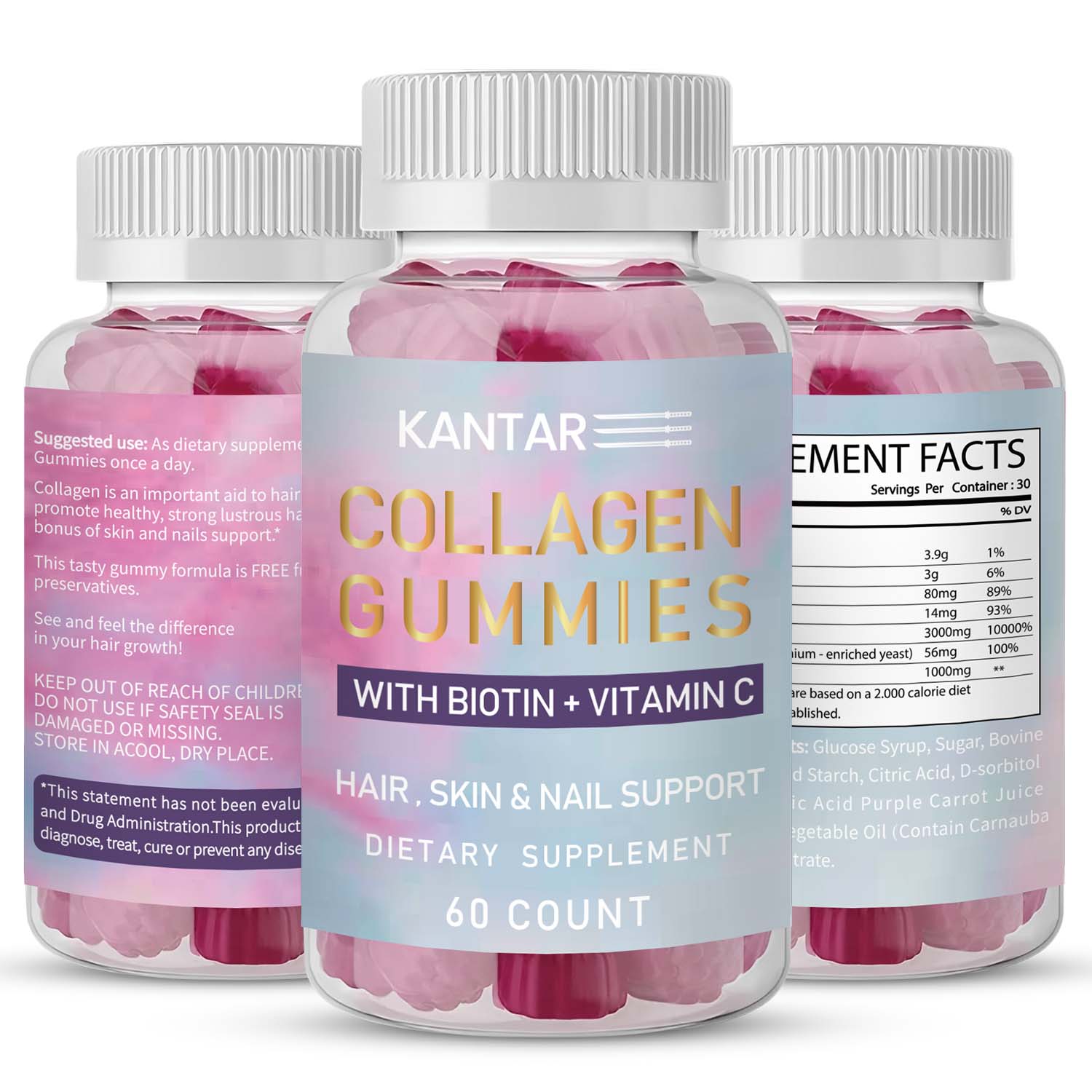 Collagen Gummies with Biotin + Vitamin C - 60 Gummies
